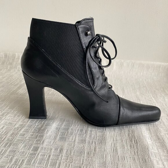 Sacha London Leather Lace Detail Heeled Boots Sz 8 M - Picture 6 of 13